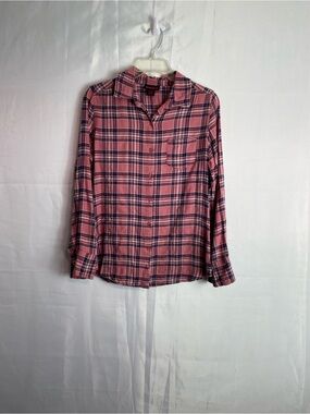 Mascara Pink Plaid Button-Front Blouse